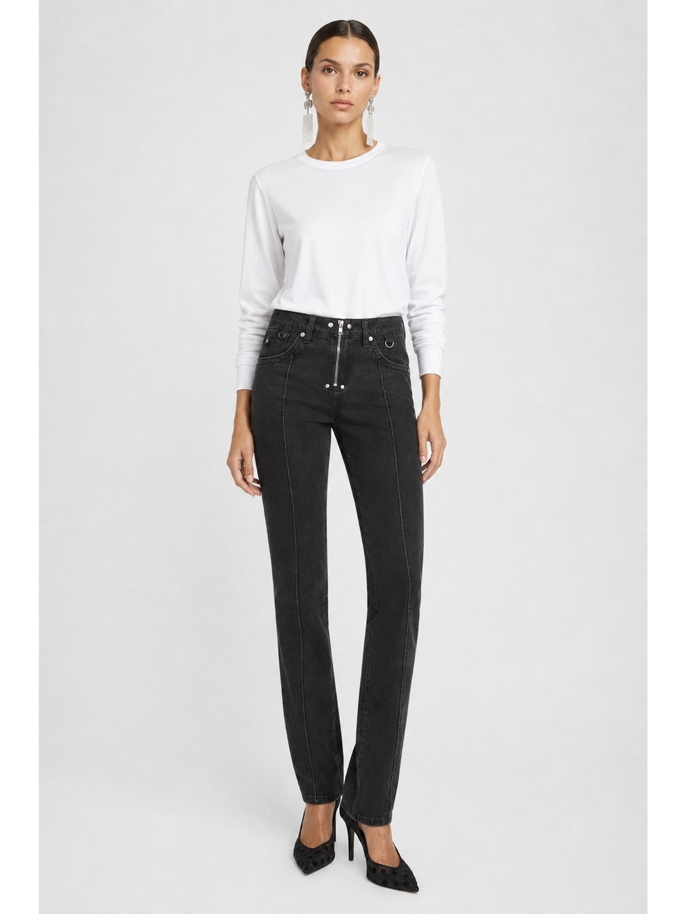 Isabel Marant Silviana Black Denim Skinny Straight Jeans Size 36 US 4 NWT